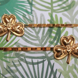 Shamrock and Claddagh bobby pins show a wee bit of Love, Loyalty and Friendship in your hair Irish gift, Erin go Bragh, Saint Patrick image 1