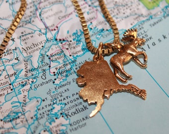 Alaska and Moose charm necklace for the ultimate Alaskan gal, like me!