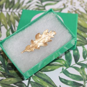 Oak Leaf French Barrette, Brass & Silver Hair Accessory, Nature-Inspired, Elegant Gift Idea, Handmade in the Pacific Northwest, Gift-Ready