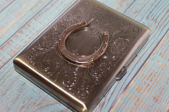 2026 Year of the Horse - Lucky Horseshoe Victorian style Wallet, Cigarette Case, Business Card Holder, Golf Tee Case - Equestrian Gift