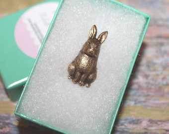 Petite Woodland Rabbit tie tack or pin - perfect for any year of the Rabbit - 2011, 1999, 1987, 1975, 1963, 1951, 1939 or 1927 | Easter gift