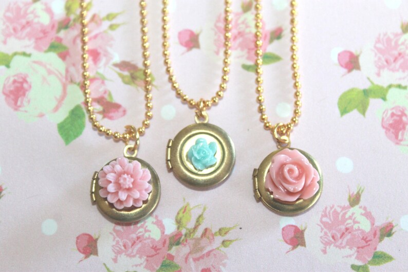 Girls Locket Necklace Flower Girl Locket Children Locket Etsy