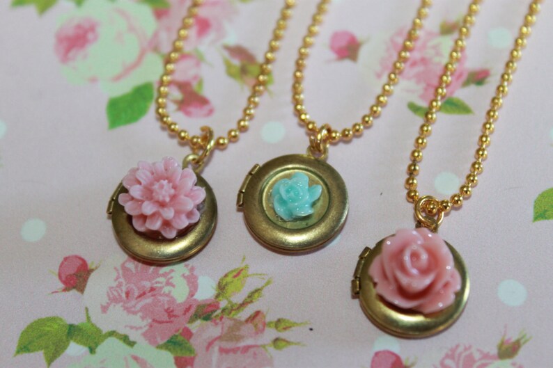 Girls Locket Necklace Flower Girl Locket Children Locket Etsy