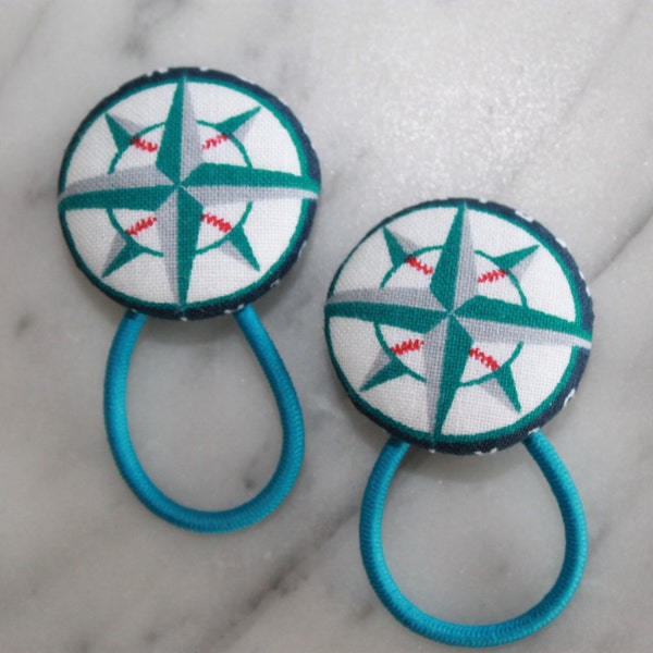 Seattle Mariners pony tail holders make adorable party favors, gifts, everyday hair accessories