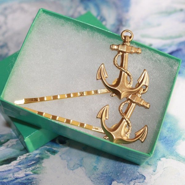 Anchors Aweigh bobby pins - A symbol of Hope, Seafarer, Beach Wedding or Navy gal!