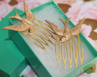 Swallow Hair Combs, Wedding hair, Bridal hair, Boho Wedding, Woodland Wedding, Bird Wedding, Vintage Wedding