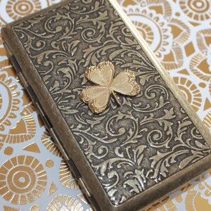 Irish Shamrock Victorian style etched Wallet, Cigarette case, Golf tee, Business Card Case - Irish gift | Ireland | St. Patrick's Day image 4