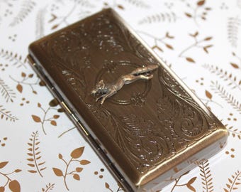 Victorian style etched Fox cigarette case, golf tee, or business card case for any Fox or Forest Friend fan
