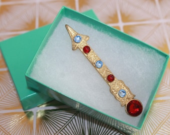 Follow Your Arrow French Barrette, Rhinestone Arrow Hair Clip, Gold Arrow Barrette, Art Deco Hair Accessory, Wedding Hair Accessory