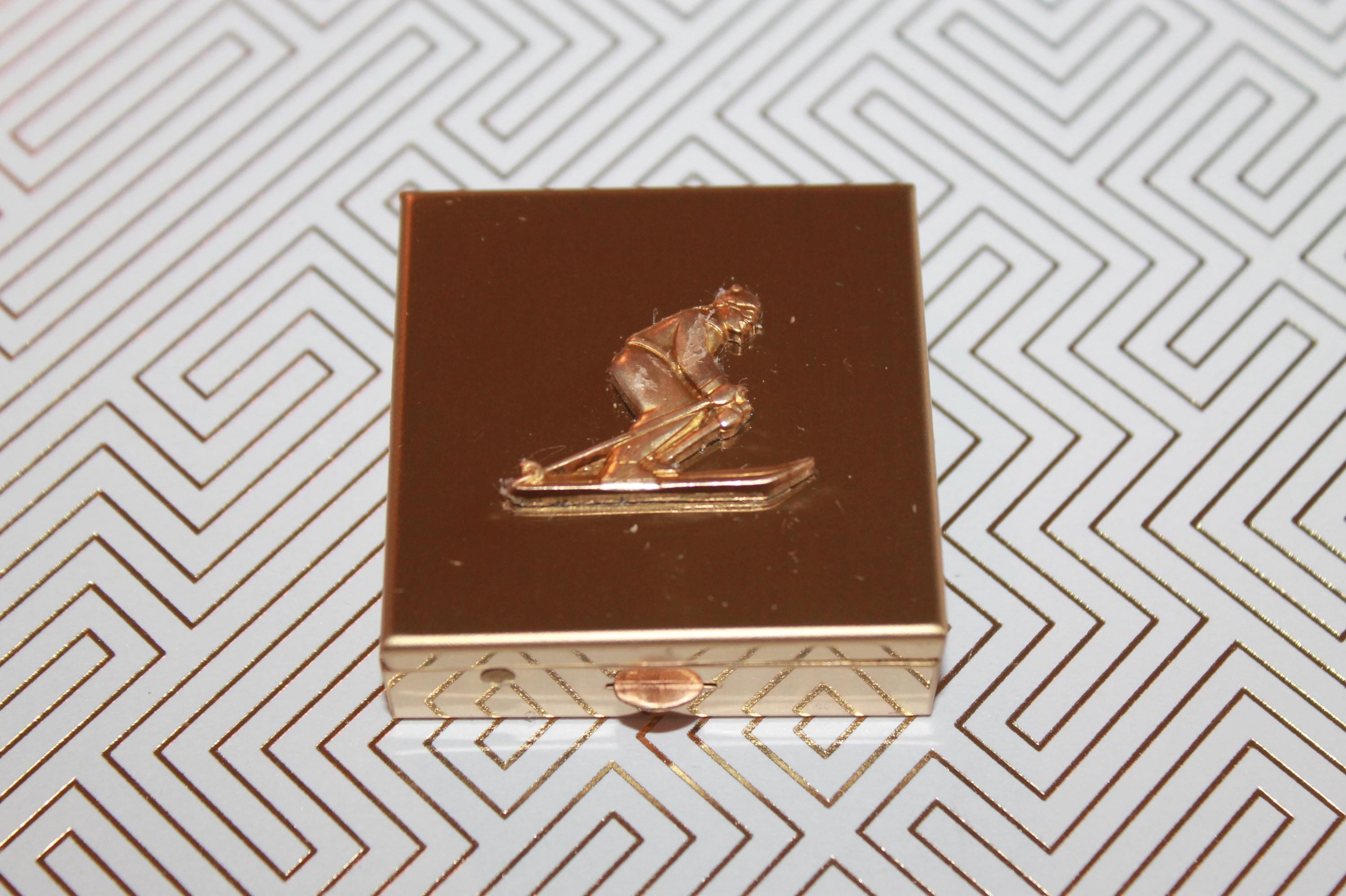 Skier Brass Trinket, pill, jewelry box, perfect for skiers treasures - Ski gift | Mountain gift | Downhill skier | Ski like a girl gift