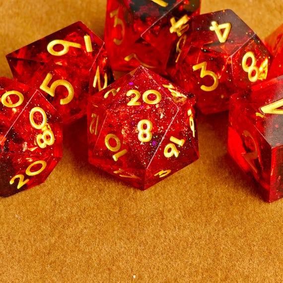 Handgefertigte D&D-Würfel Aus Kunstharz - Scharfe Kanten Mit Geschenketui Für Rollenspiele