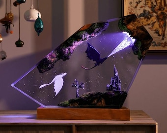 Handmade Resin Night Light: Toothless Night Fury Light Fury Anime Dragon Epoxy Lamp