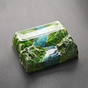 Handmade Resin Keycap, Landscape Backspace/Enter Key, Glow-in-the-Dark image 7