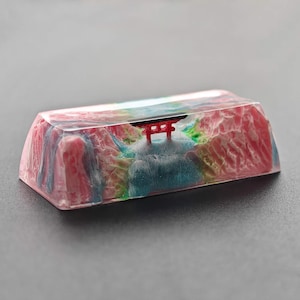 Handmade Resin Keycap, Landscape Backspace/Enter Key, Glow-in-the-Dark image 6