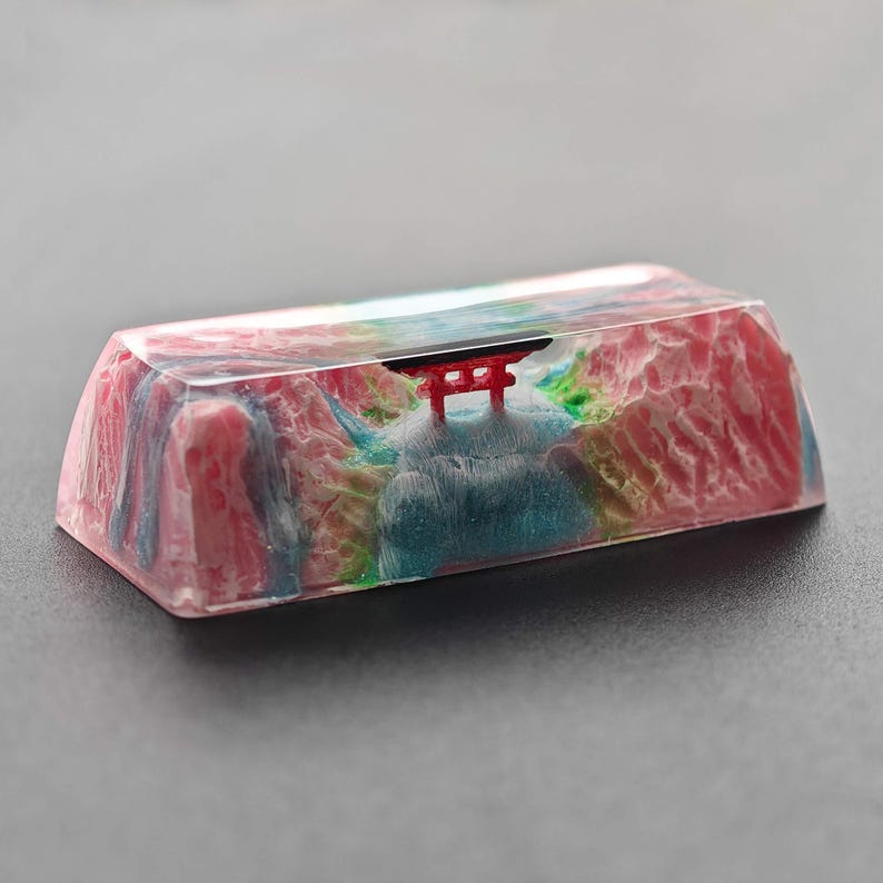 Handmade Resin Keycap, Landscape Backspace/Enter Key, Glow-in-the-Dark image 6