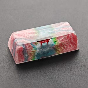 Handmade Resin Keycap, Landscape Backspace/Enter Key, Glow-in-the-Dark Sakura Torii