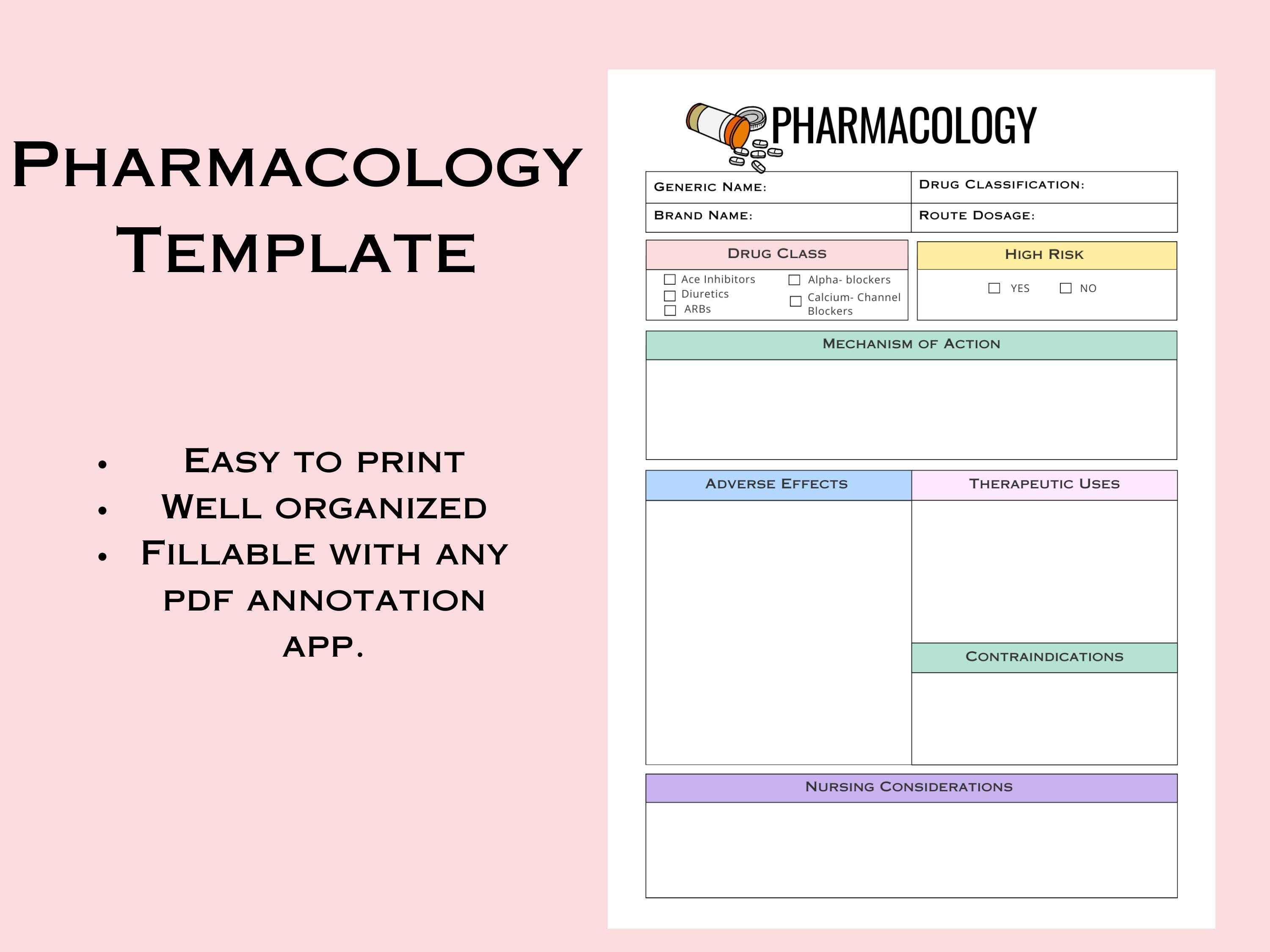Med Surg Note Template, Student Nurse Templates, Pharmacology Notes ...