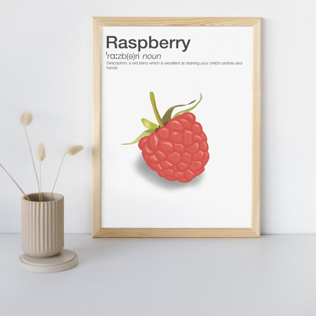 Tenzing Raspberry Poster Raspberry Art Printable Poster - New Parent - Kitchen Decor ...