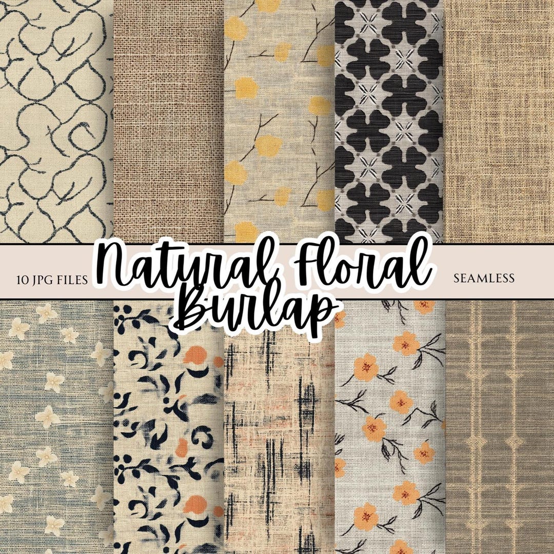 Natural Floral Burlap Texture Patterns, Scrapbook Paper, Journaling and ...