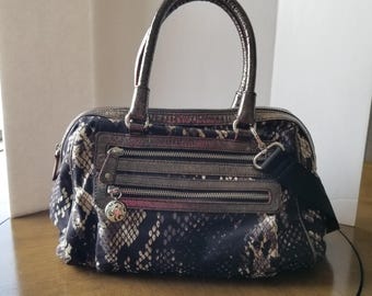 Brighton Hand/Shoulder/Crossbody Satchel Python Print Metallic Purse