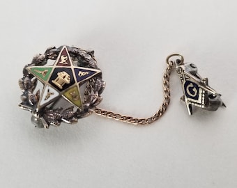 Antique Enamel Order Of The Eastern Star & Masonic  Pin/Brooch