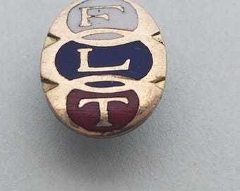 Vintage &quot;FLT&quot; Independent Order of Odd Fellows  Fraternal Gold Tone Enamel Lapel Pin
