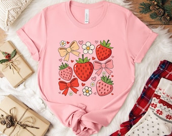 Strawberry  Cottagecore Shirt for Women, Strawberry Shirt ,Strawberry Lover, Gift for Gardener Tshirt ,Fruit Tee Botanical Shirt