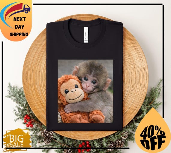 Baby Monkey Punch Shirt, Animal Lover Gift, Cute Monkey T-Shirt, Team Punch,Wildlife Shirt,Cozy Graphic Tee