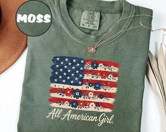 Comfort Colors® USA Shirt, Flower USA Shirt, United States Shirt, 4th of July Shirt, Floral Patriotic Shirt, USA Shirt, American Flag Shirt