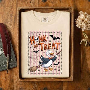 Comfort Colors® Halloween Goose Shirt, Silly Goose tshirt, Halloween Shirt, Honk or Treat Tee, Funny Halloween Shirt