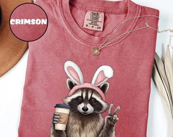 Comfort Colors® Raccoon Drinking Iced Coffee Shirt | Funny Animal Meme Tee | Coffee Lover Raccoon Shirt | Unisex Graphic T Shirt