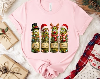 Funny Christmas Pickle Shirt, Holly Dill Christmas Tee, Cute Pickle Holiday Shirt,