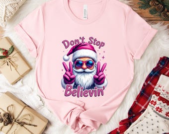 Santa Believe Christmas Shirt, Vintage Santa Graphic Tee, Cozy Holiday Shirt, Cute Winter Christmas Tee, Festive Xmas Gift for Her