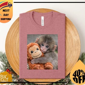 Baby Monkey Punch Shirt, Animal Lover Gift, Cute Monkey T-Shirt, Team Punch,Wildlife Shirt,Cozy Graphic Tee zdjęcie 5