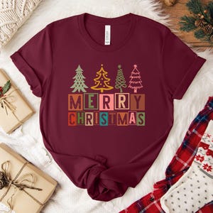 Merry Christmas Shirt, Cute Christmas Family Shirt, Women's Christmas tree Holiday Shirt, Santa Hat Christmas shirt, Santa Deer Shirt