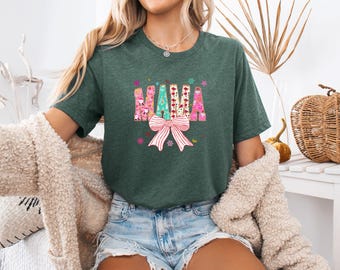 Camiseta navideña para mamá, Camiseta navideña para mamá, Camiseta de fiesta navideña para mujer, Anuncio de embarazo navideño, Regalo festivo para mamá
