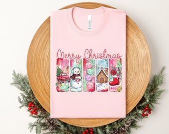 Merry Christmas Retro Shirt, Merry Christmas Typography Shirt, Joyful Believe Blessing Friends Snow Noel Shirt, Christmas Winter Xmas Shirt