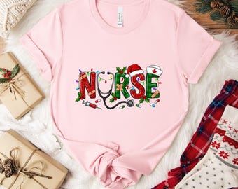 Christmas Nurse Shirt, Cute Holiday RN Tee, Merry Nurse Christmas T-Shirt, Nurse Gift, Xmas Medical Graphic Tee