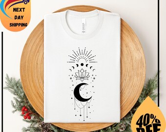 Mystic Moon And Sun Shirt, Celestial Moon Shirt, Mystical Moon Shirt, Astrology Shirt, Spiritual Moon Shirt, Moon Lover Shirt, Cosmic Tee