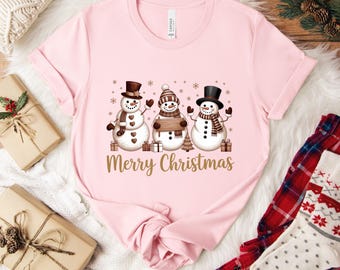 Merry Christmas Snowman T-Shirt – Winter Holiday Graphic Tee