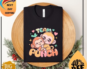 Baby Monkey Punch Shirt, Animal Lover Gift, Cute Monkey T-Shirt, Team Punch,Wildlife Shirt,Cozy Graphic Tee
