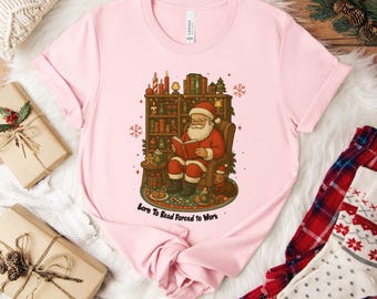Santa Reading Christmas Shirt, Cozy Holiday Graphic Tee, Cute Santa Book Shirt, Winter Christmas Tee, Festive Xmas Shirt,