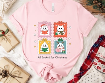 All Booked for Christmas Shirt, Christmas Book Lover Tee, Cozy Reading T-Shirt, Holiday Reader Gift, Bookish Christmas Tee
