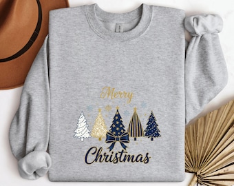 Merry Christmas Trees Sweatshirt, Christmas Sweater, Christmas Crewneck, Christmas Tree Sweatshirt, Holiday Sweaters, Winter Sweatshirt