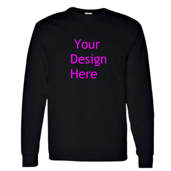 Long sleeve black tshirt mockup.  Display your design. Unisex black long sleeve t-shirt mockup