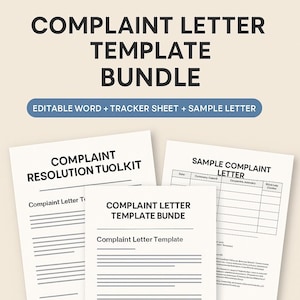 Complaint Letter Template Bundle | Editable Word Docs + Sample Letter + Tracker Sheet | Instant Download |