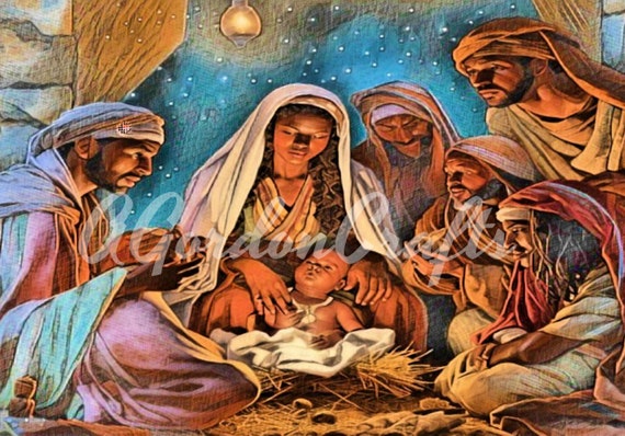 Radiant Nativity Beautiful Black Christmas Scene. Black Nativity