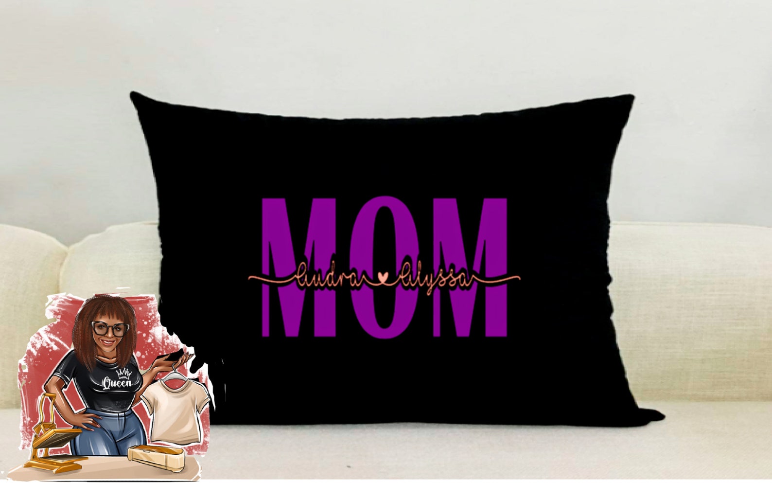 Personalized MOM Throw Pillow With Names. 18x18. Cover and Etsy