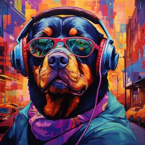 Paquete Rottweiler Groove: Perro de peluche en tonos y ritmos - Variaciones de arte digital