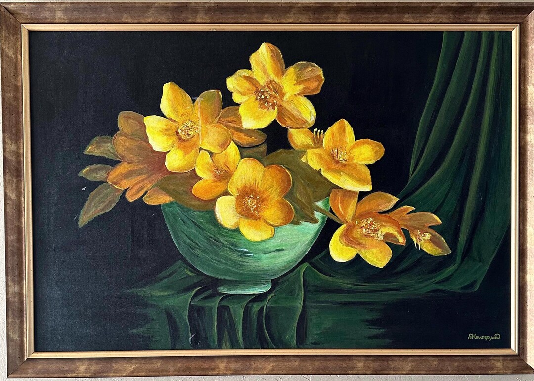 Yellow Floral Still Life Oil Painting - Etsy